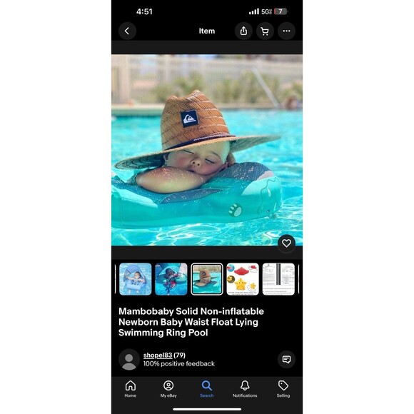 Mambobaby Solid Non-inflatable Newborn Baby Waist Float Lying Swimming Ring Pool - Picture 5 of 5